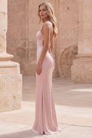 Load image into Gallery viewer, Simple Satin Pink Mermaid Square Neck Long Prom Dress