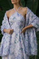 Load image into Gallery viewer, Light Purple Floral Long A Line Halter Formal Dress