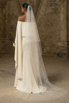 White Maxi Sheath Boho Wedding Dress with Slit