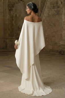Mermaid White Boho Maxi Wedding Dress with Slit