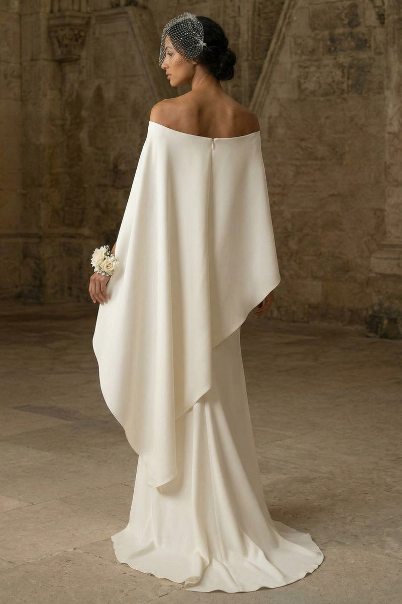 Load image into Gallery viewer, Mermaid White Boho Maxi Wedding Dress with Slit