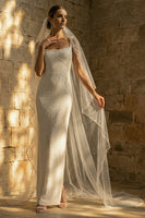 Load image into Gallery viewer, Sparkly White Beaded Sequins Sheath Maxi Wedding Dress