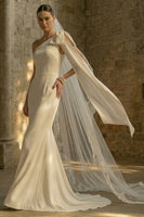 Load image into Gallery viewer, Mermaid Maxi White One Shoulder Beach Wedding Dress with Bow