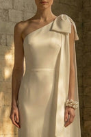 Load image into Gallery viewer, Mermaid Maxi White One Shoulder Beach Wedding Dress with Bow