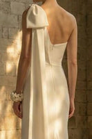 Load image into Gallery viewer, Mermaid Maxi White One Shoulder Beach Wedding Dress with Bow