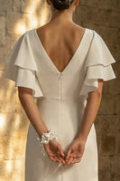Load image into Gallery viewer, Maxi White Pleated A Line Beach Wedding Dress with Slit