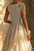 Load image into Gallery viewer, White Maxi A Line Boho Wedding Dress with Ruffles