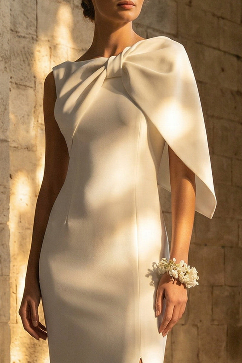 Load image into Gallery viewer, White Maxi Mermaid Beach Wedding Dress with Slit