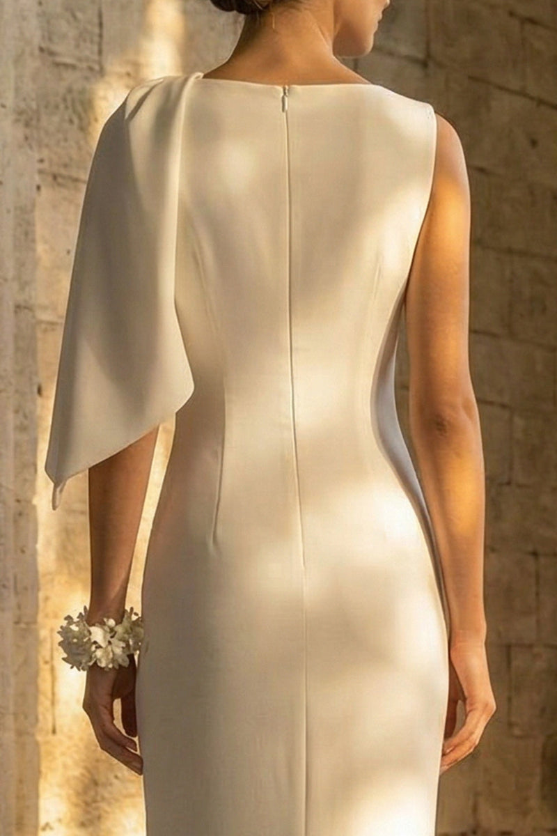 Load image into Gallery viewer, White Maxi Mermaid Beach Wedding Dress with Slit