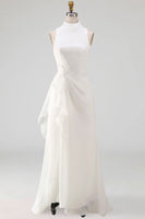 Load image into Gallery viewer, Sheath Maxi Ruched High Neck Beach Wedding Dress