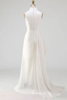 Load image into Gallery viewer, Sheath Maxi Ruched High Neck Beach Wedding Dress
