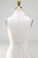 Load image into Gallery viewer, Sheath Maxi Ruched High Neck Beach Wedding Dress