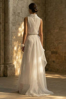 Load image into Gallery viewer, Sheath Maxi Ruched High Neck Beach Wedding Dress