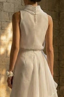 Load image into Gallery viewer, Sheath Maxi Ruched High Neck Beach Wedding Dress