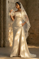 Load image into Gallery viewer, White Mermaid Off the Shoulder Maxi Boho Wedding Dress