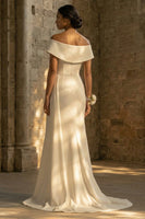 Load image into Gallery viewer, White Mermaid Off the Shoulder Maxi Boho Wedding Dress