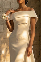 Load image into Gallery viewer, White Mermaid Off the Shoulder Maxi Boho Wedding Dress