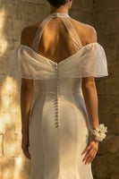 Load image into Gallery viewer, White Mermaid Sweep Train Boho Wedding Dress