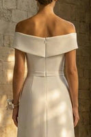 Load image into Gallery viewer, White Sheath Beaded Maxi Boho Wedding Dress with Slit