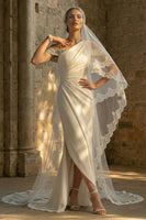 Load image into Gallery viewer, White Mermaid Maxi Ruched Boho Wedding Dress