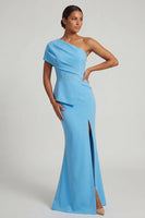 Load image into Gallery viewer, Mermaid Long Beaded Sky Blue Mother of the Bride Dress with Slit