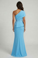 Load image into Gallery viewer, Mermaid Long Beaded Sky Blue Mother of the Bride Dress with Slit