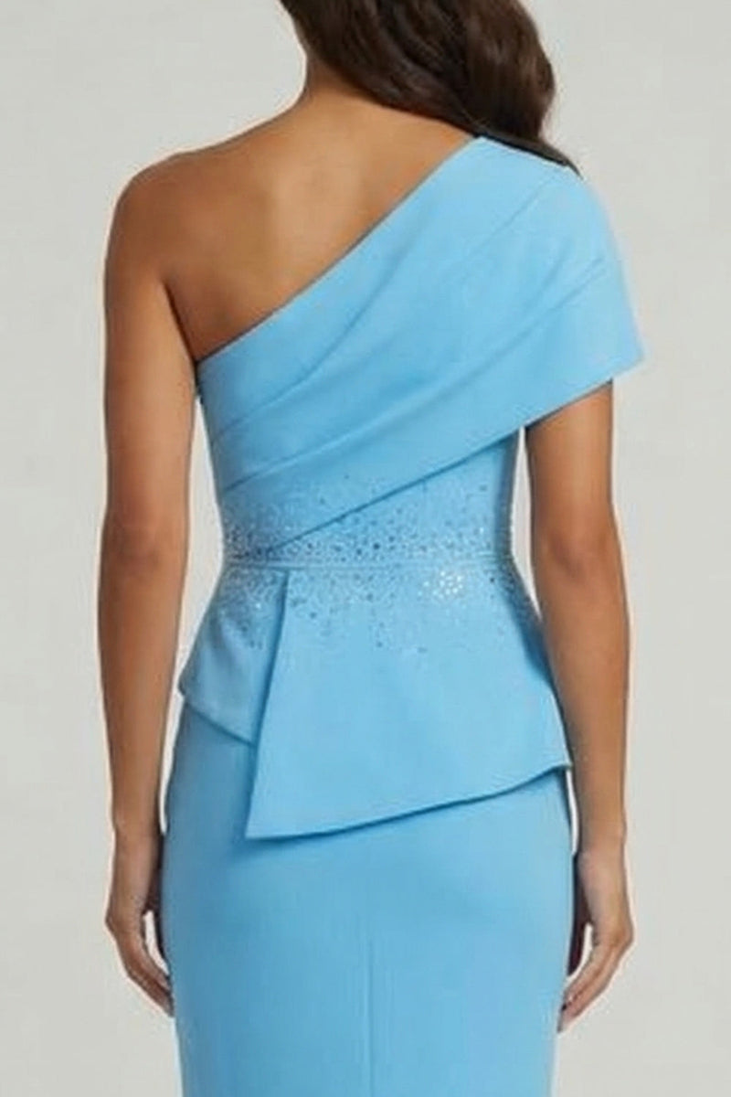 Load image into Gallery viewer, Mermaid Long Beaded Sky Blue Mother of the Bride Dress with Slit