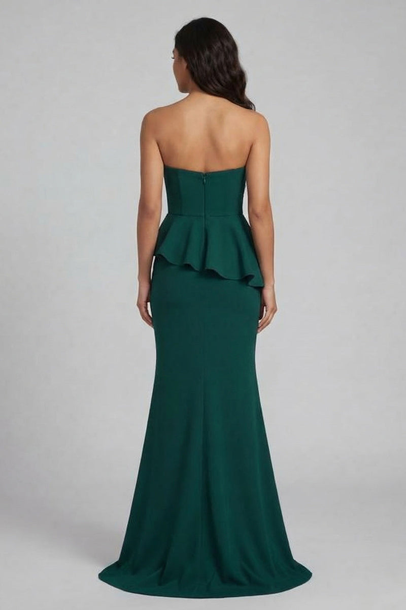 Load image into Gallery viewer, Mermaid Long Beaded Dark Green Evening Dress with Ruffles