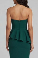 Load image into Gallery viewer, Mermaid Long Beaded Dark Green Evening Dress with Ruffles