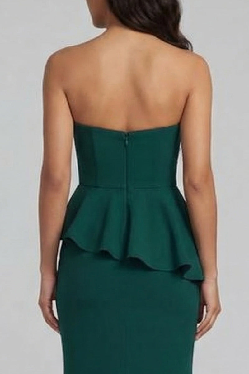 Load image into Gallery viewer, Mermaid Long Beaded Dark Green Evening Dress with Ruffles