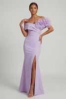 Load image into Gallery viewer, Lilac Long Mermaid Mother of the Bride Dress with 3D Flowers