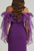 Load image into Gallery viewer, Purple Sheath Long Mother of the Bride Dress with Ruffles