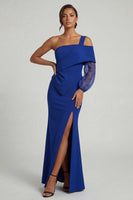Load image into Gallery viewer, Royal Blue Mermaid One Shoulder Long Mother of the Bride Dress with Slit