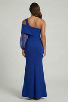 Load image into Gallery viewer, Royal Blue Mermaid One Shoulder Long Mother of the Bride Dress with Slit