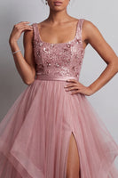 Load image into Gallery viewer, Sparkly Pink A Line Sequin Long Mother of the Bride Dress with Ruffles