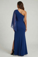 Load image into Gallery viewer, Mermaid Dark Blue Long Mother of the Bride Dress with Slit