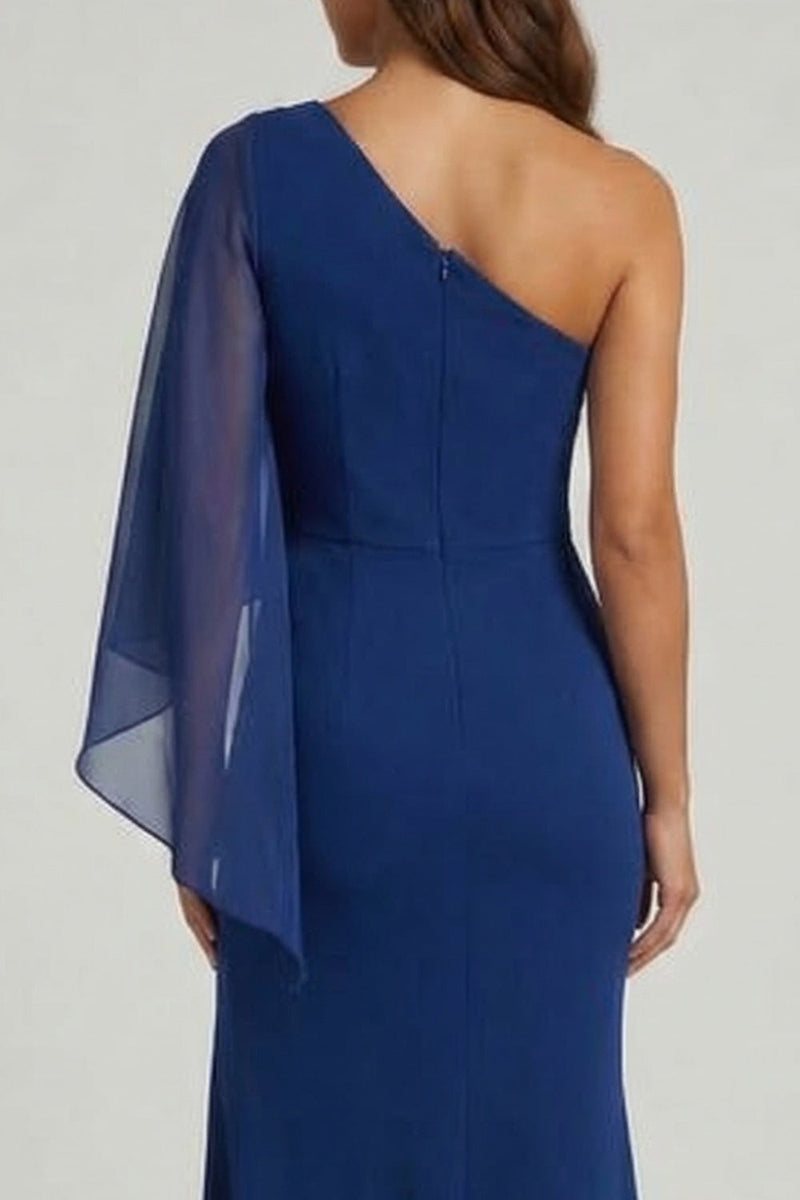 Load image into Gallery viewer, Mermaid Dark Blue Long Mother of the Bride Dress with Slit