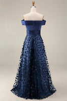 Load image into Gallery viewer, Navy Long A Line Floral Beaded Mother of the Bride Dress