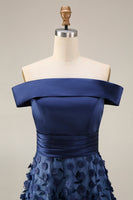 Load image into Gallery viewer, Navy Long A Line Floral Beaded Mother of the Bride Dress