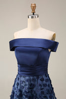 Load image into Gallery viewer, Navy Long A Line Floral Beaded Mother of the Bride Dress