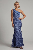 Load image into Gallery viewer, Mermaid Floral Navy Long Mother of the Bride Dress