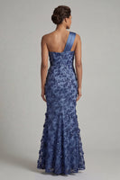 Load image into Gallery viewer, Mermaid Floral Navy Long Mother of the Bride Dress