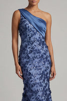 Load image into Gallery viewer, Mermaid Floral Navy Long Mother of the Bride Dress