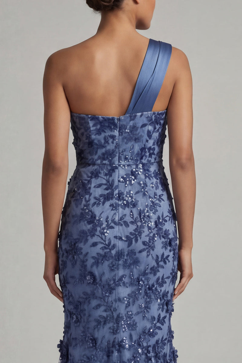 Load image into Gallery viewer, Mermaid Floral Navy Long Mother of the Bride Dress