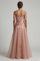 Load image into Gallery viewer, A Line Beaded Dusty Rose Long Mother of the Bride Dress with Ruffles