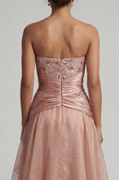 Load image into Gallery viewer, A Line Beaded Dusty Rose Long Mother of the Bride Dress with Ruffles