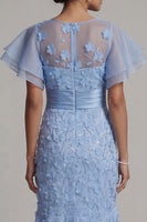 Load image into Gallery viewer, Mermaid Maxi Floral Light Blue Mother of the Bride Dress with Ruffles