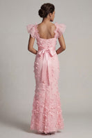 Load image into Gallery viewer, Blush Mermaid Floral Long Mother of the Bride Dress with Ruffles