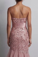Load image into Gallery viewer, Sparkly Dusty Rose Sequin Mermaid Long Mother of the Bride Dress with Ruffles