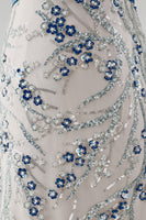 Load image into Gallery viewer, Floral Mermaid Dusty Blue Long Mother of the Bride Dress with Ruffles